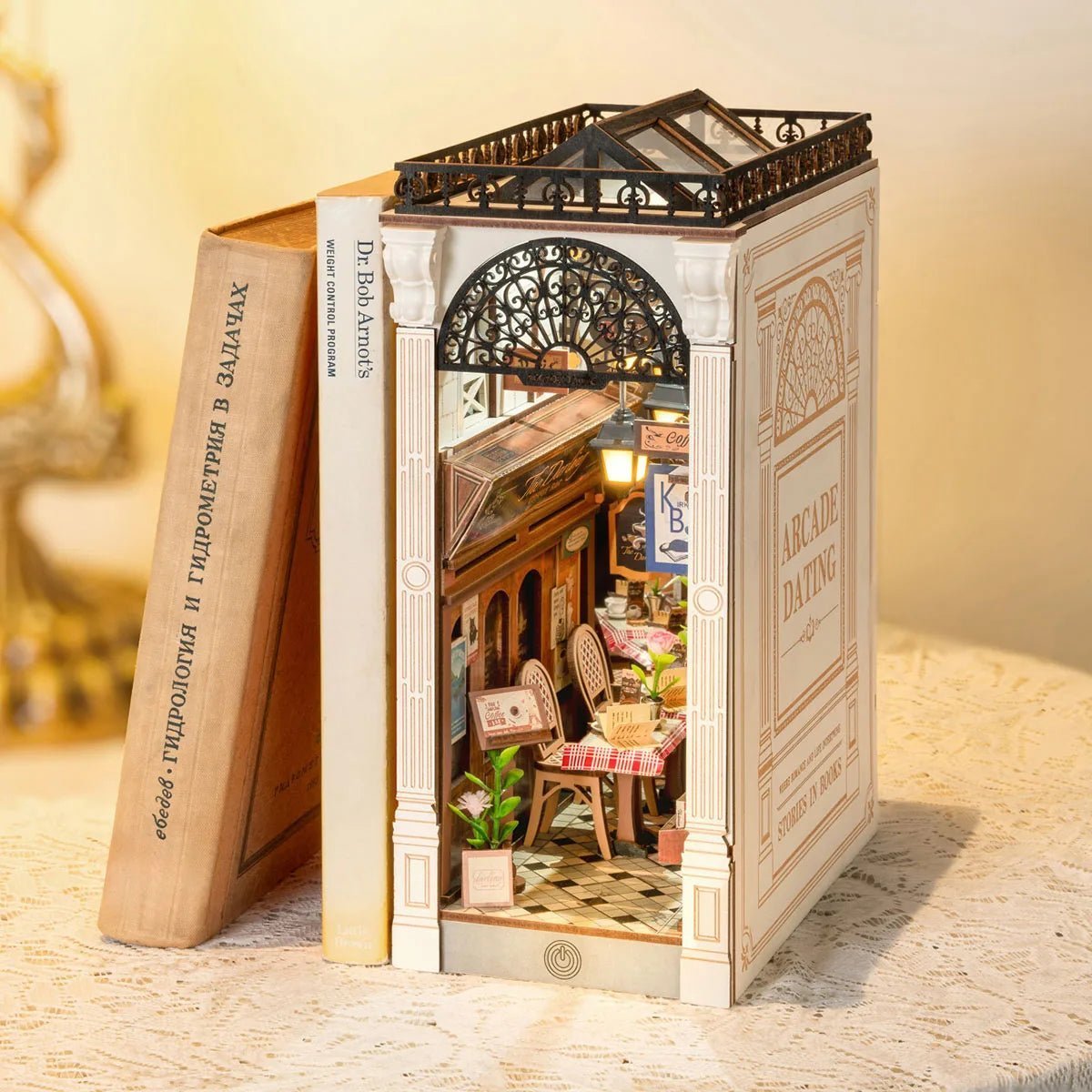 Arcade Dating Book Nook Kit with LED, HiNooki DIY Wooden Booknook