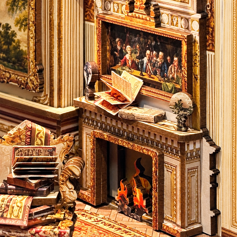 A fireplace lined with little keepsakes