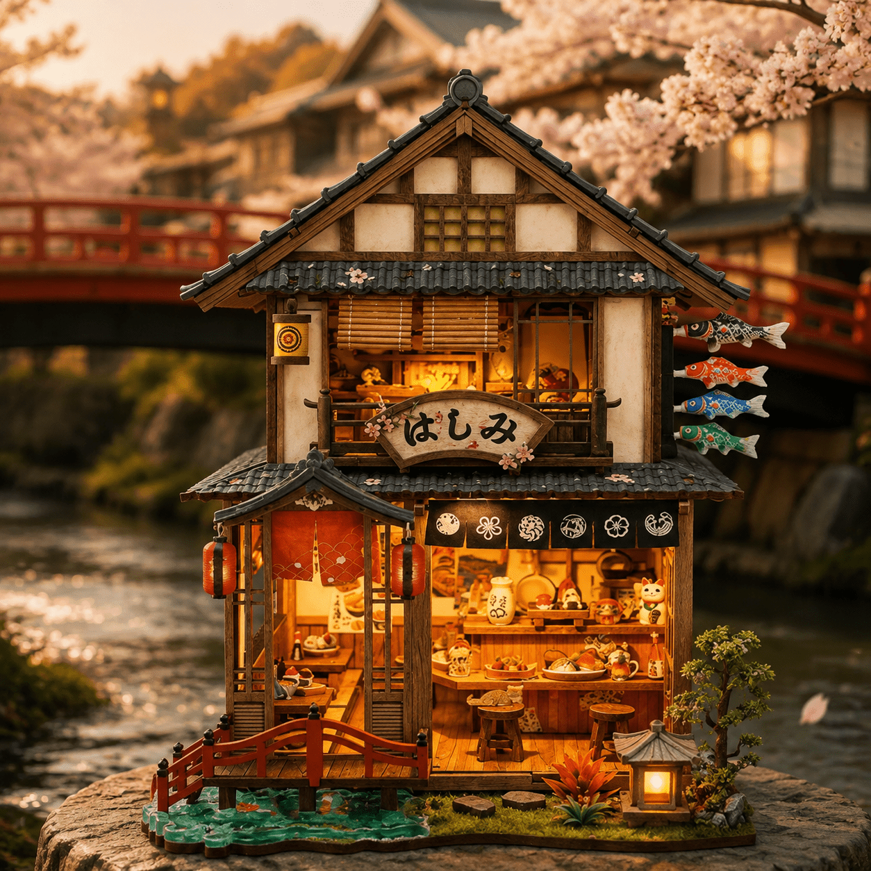 HiNooki - Bridgeside MachiyaDIY Miniature House Kit