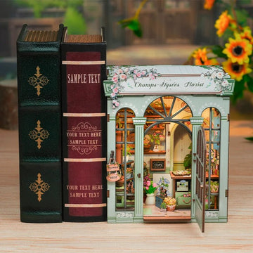 Champs Elysees Florist DIY Book Nook Kit by HiNooki – Miniature Bookshelf Insert | Book Lovers Gift, Cozy Home Decor.
