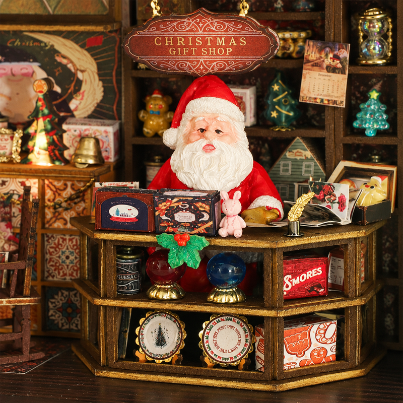 Santa behind the gift counter
