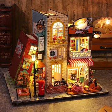 Coffee Villa DIY Book Nook Kit by HiNooki – Miniature Bookshelf Insert | Book Lovers Gift, Cozy Home Decor.