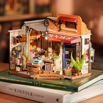 Corner Bookstore DIY Book Nook Kit by HiNooki – Miniature Bookshelf Insert | Book Lovers Gift, Cozy Home Decor.