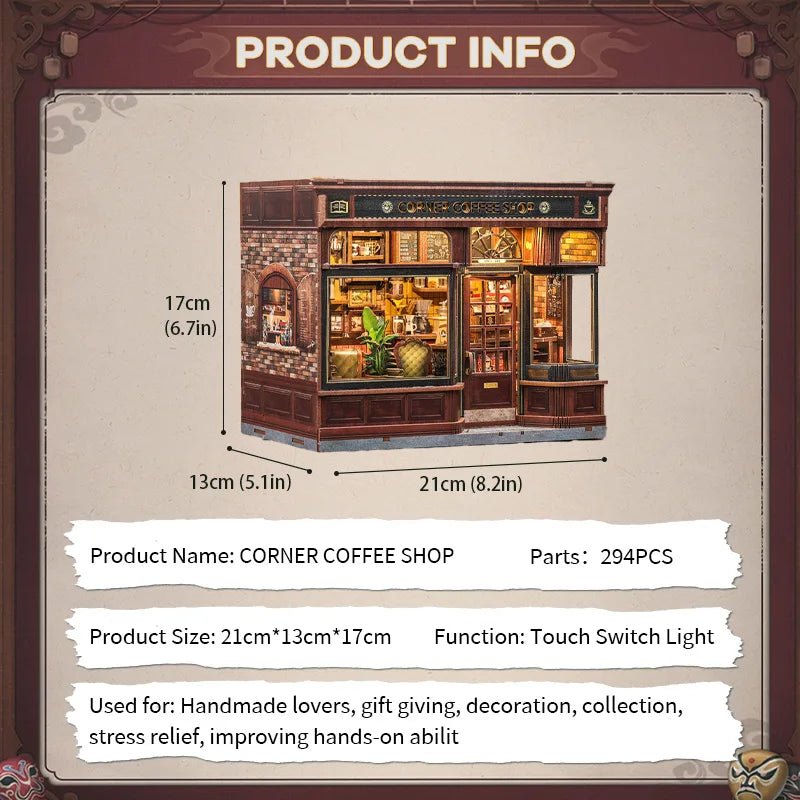 Corner Coffee Shop – DIY miniature house kit, HiNooki (image 8)