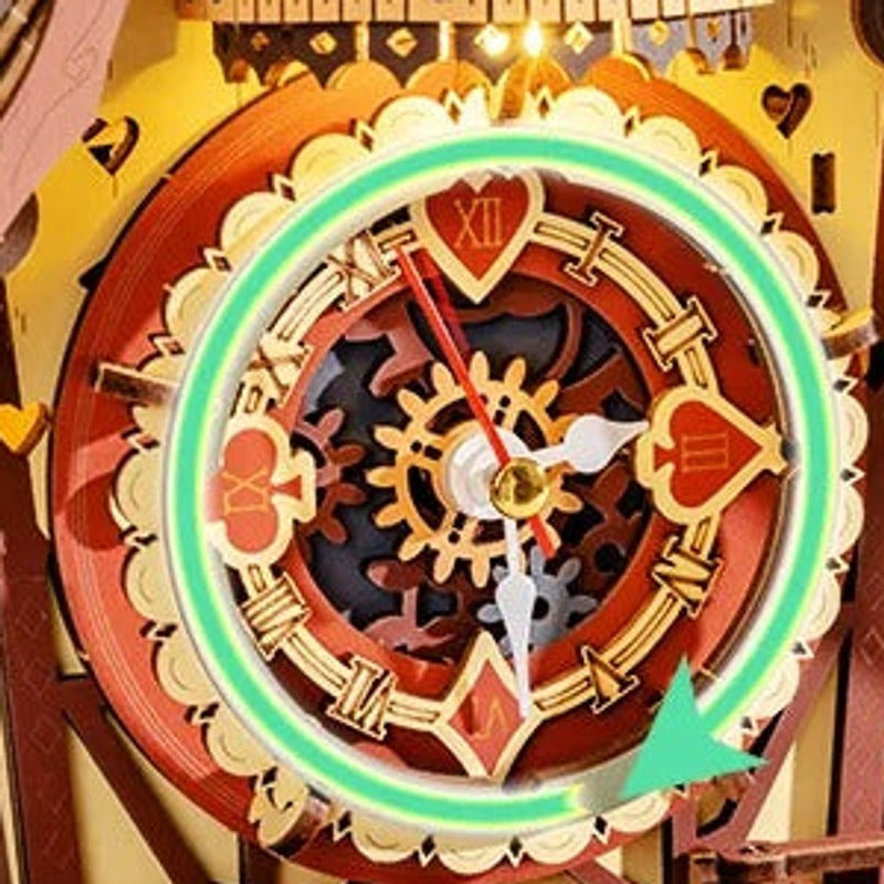 A Roman-numeral dial framed with playing-card suits