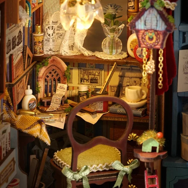 A maker’s desk, full of little projects.