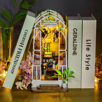 Garden House DIY Book Nook Kit by HiNooki – Miniature Bookshelf Insert | Book Lovers Gift, Cozy Home Decor.