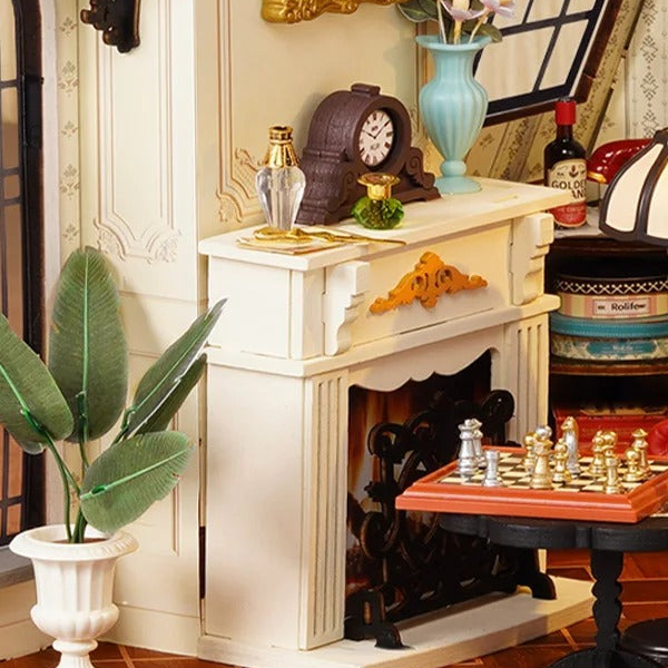 The ornate mantel