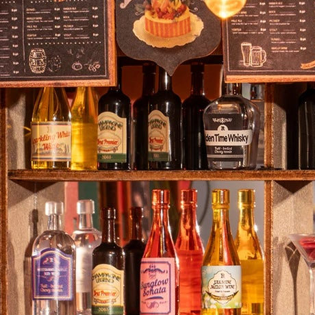 Bottles beneath tiny menus