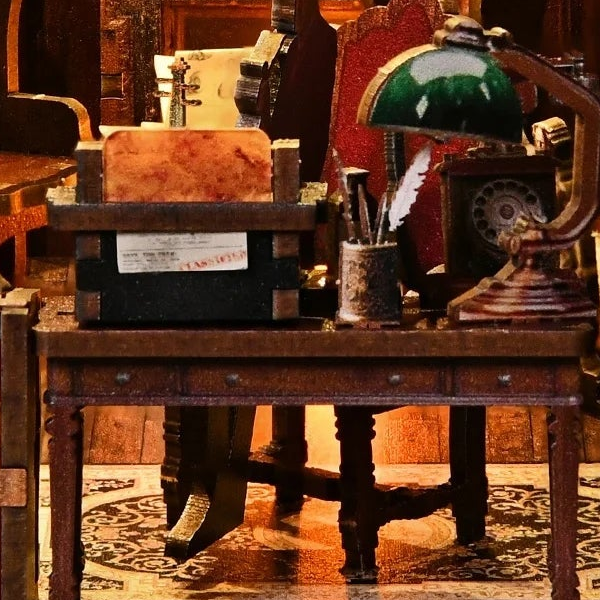 The detective’s writing desk