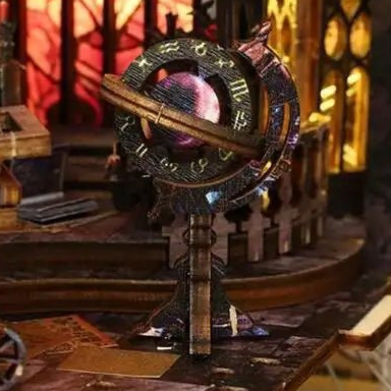 A globe beneath the arches
