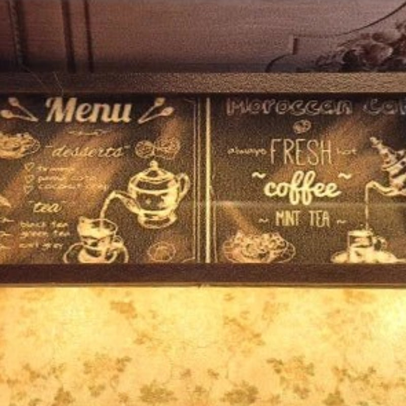 The menu above the counter