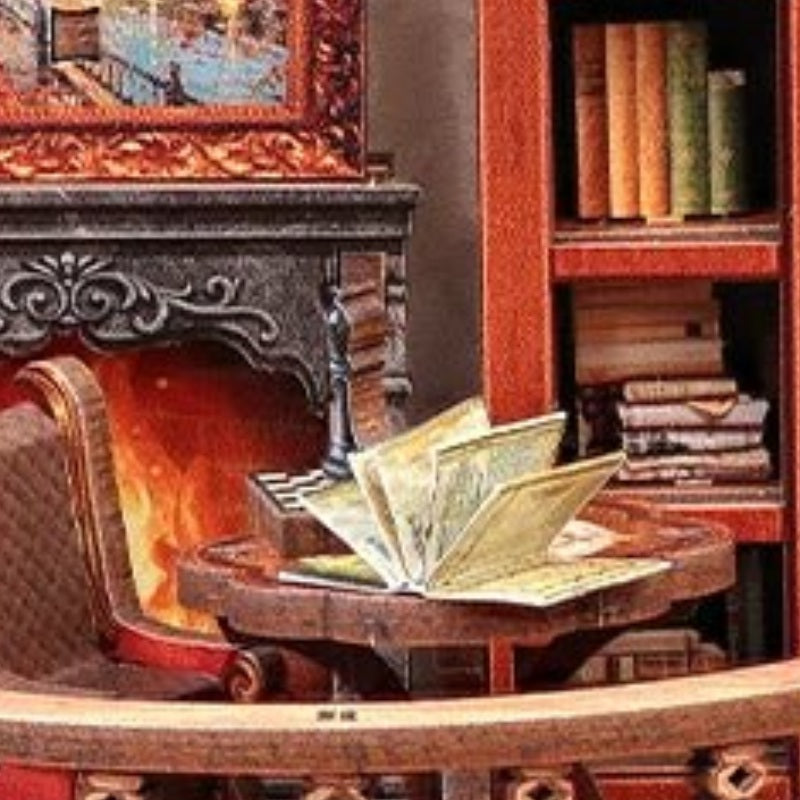 An open book by the fire