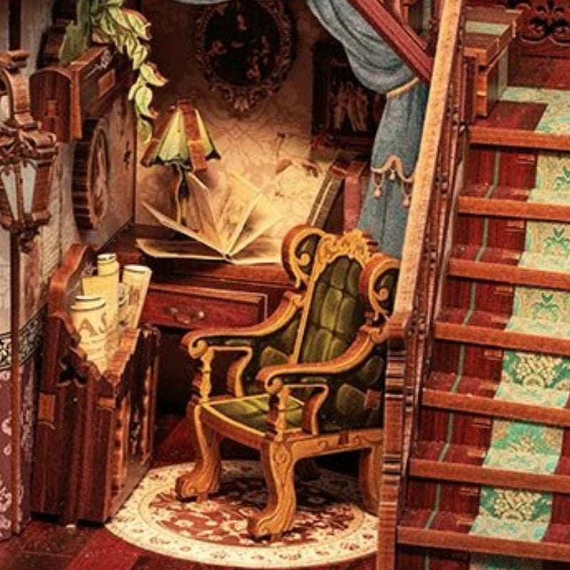 An armchair beside the stairs