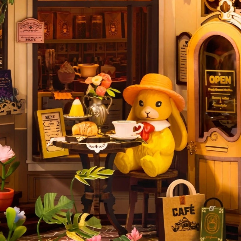 A bunny takes a cafe break