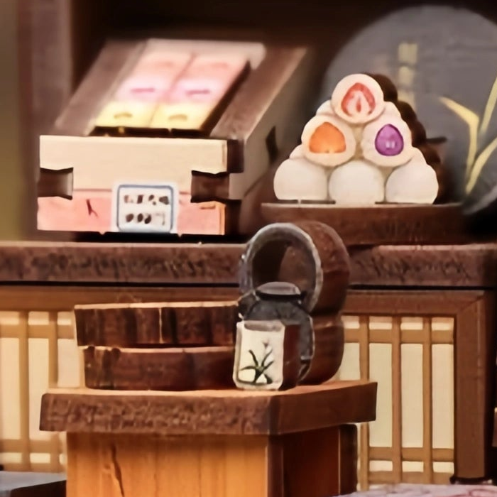 Tea beside the sweet display