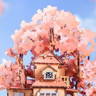 A canopy of layered pink blossoms