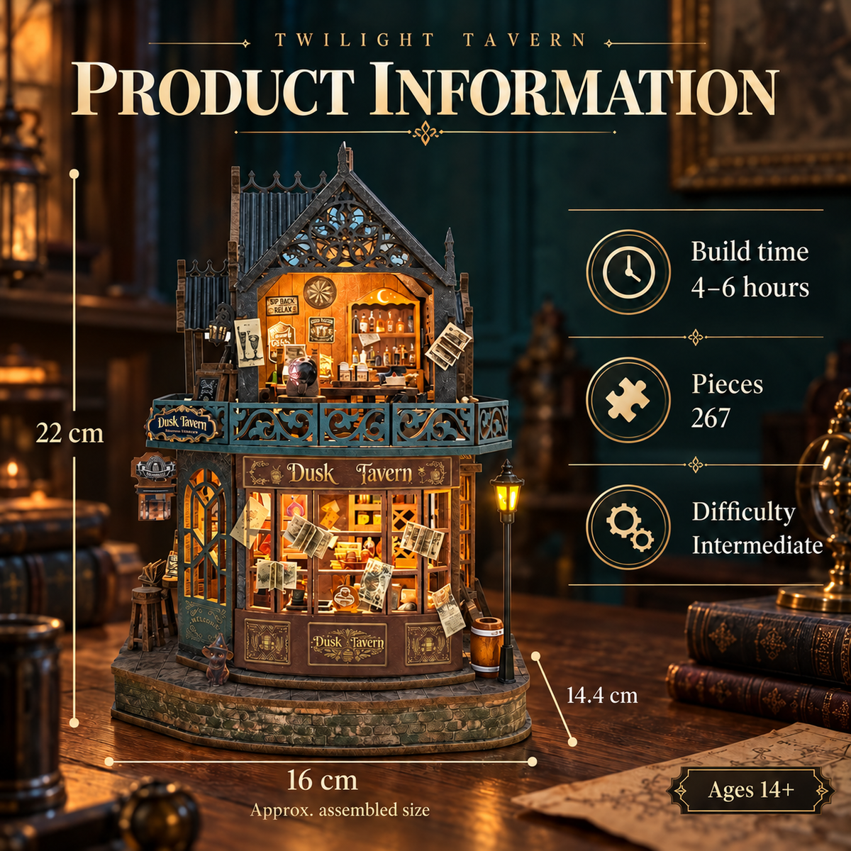 Twilight Tavern product specifications, build time, piece count and assembled dimensions