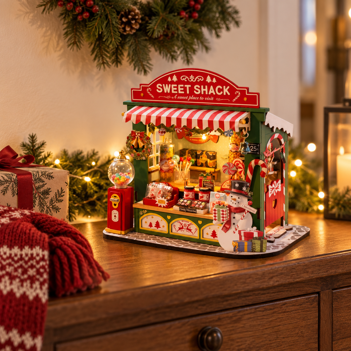 christmas candy stand — a finished miniature in a personal home setting