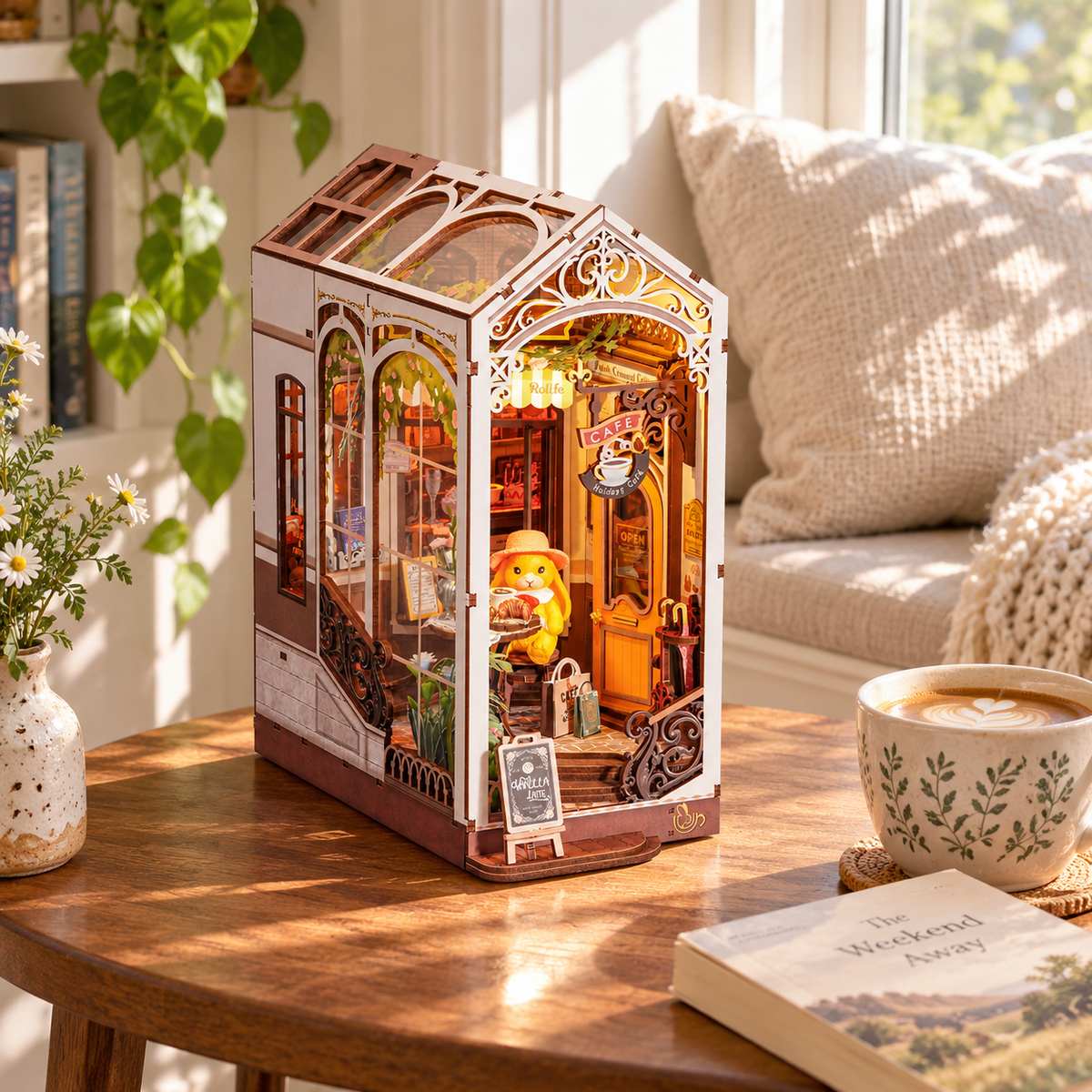holiday cafe — a finished miniature in a personal home setting