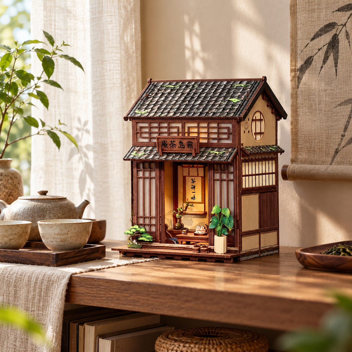kirishima teahouse — a finished miniature in a personal home setting