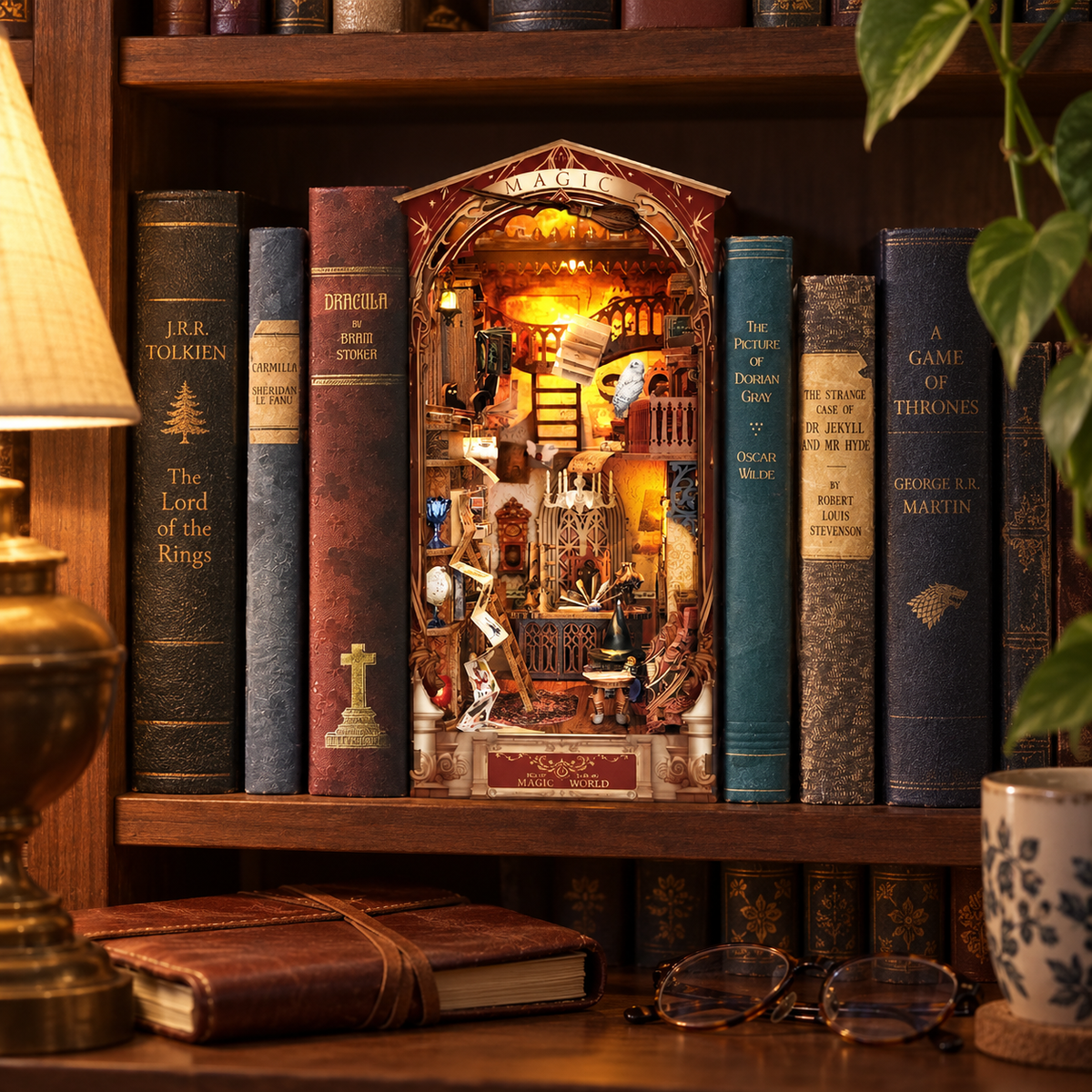 magic world — a finished miniature in a personal home setting