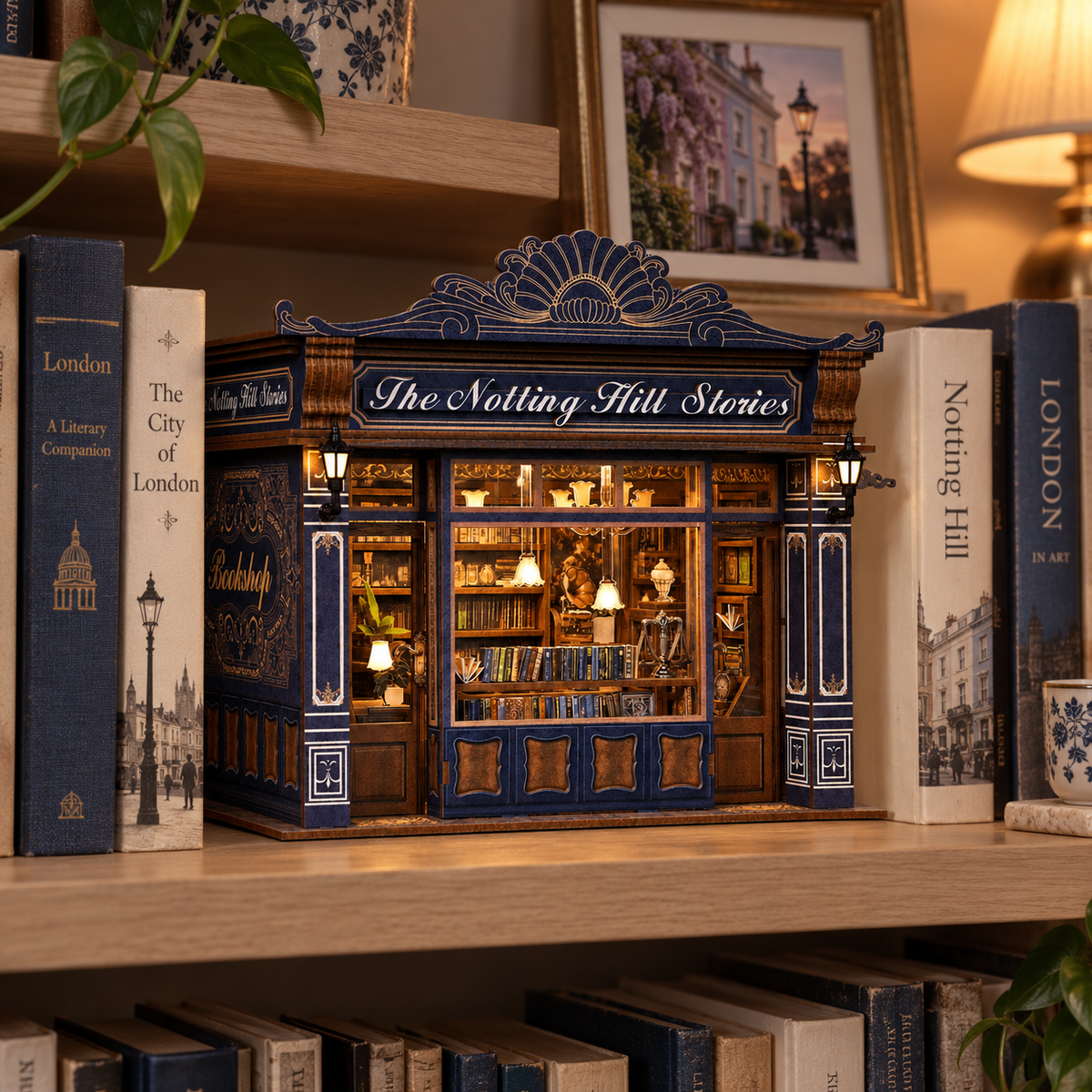 notting hill bookstore — a finished miniature in a personal home setting