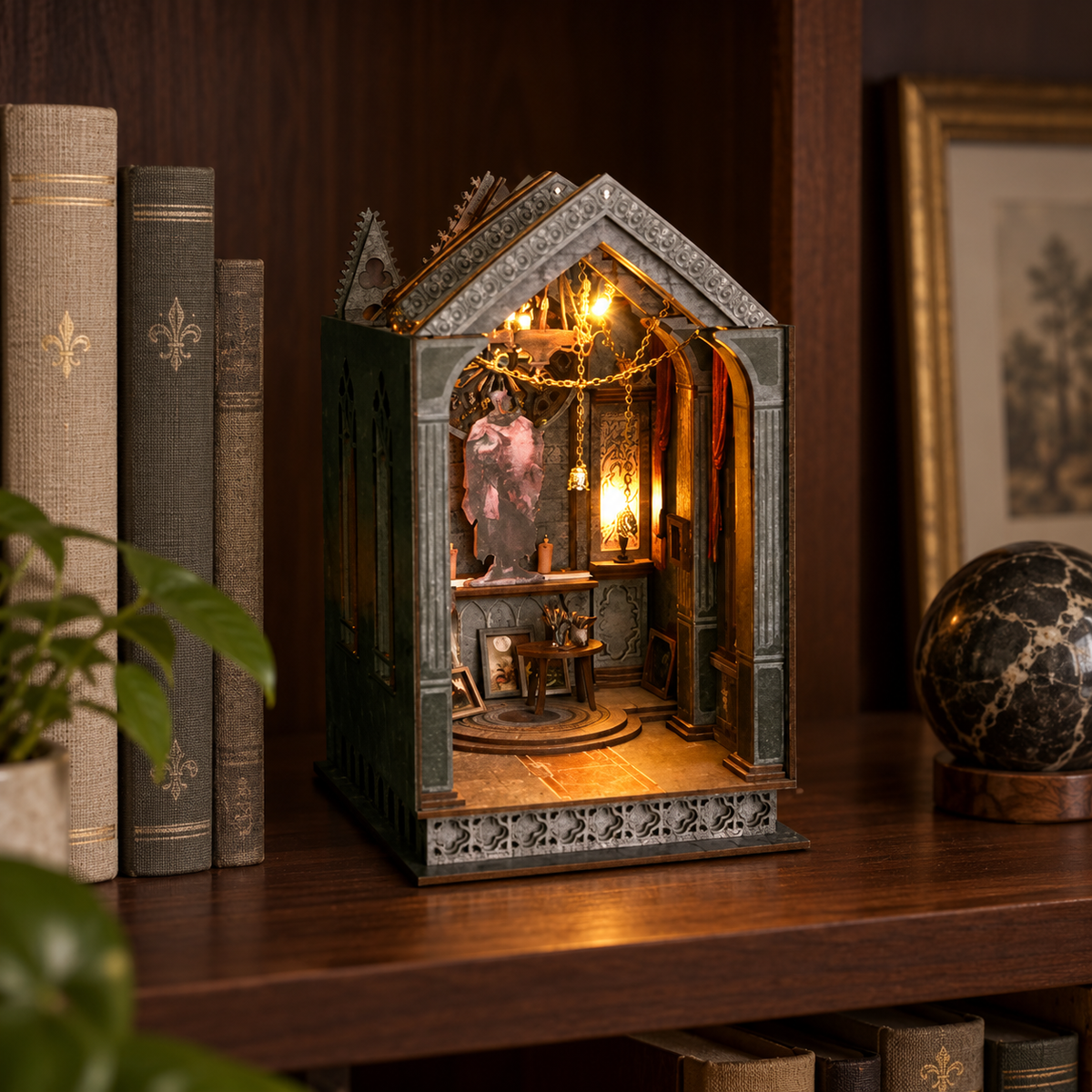 Quiet Night Prayer completed miniature displayed at home