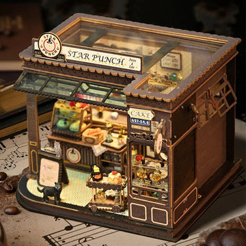 Magic Coffee Cottage DIY Book Nook Kit by HiNooki – Miniature Bookshelf Insert | Book Lovers Gift, Cozy Home Decor.