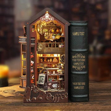 Magic Coffee Shop DIY Book Nook Kit by HiNooki – Miniature Bookshelf Insert | Book Lovers Gift, Cozy Home Decor.