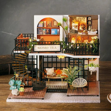 MOMO Tea DIY Book Nook Kit by HiNooki – Miniature Bookshelf Insert | Book Lovers Gift, Cozy Home Decor.