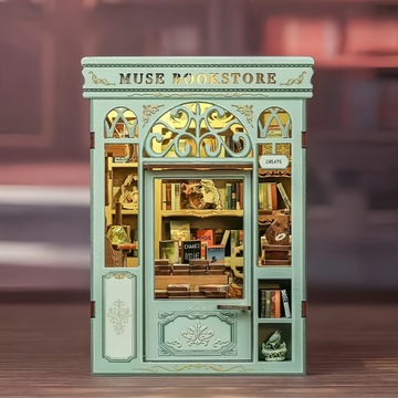 Muse Bookstore DIY Book Nook Kit by HiNooki – Miniature Bookshelf Insert | Book Lovers Gift, Cozy Home Decor.