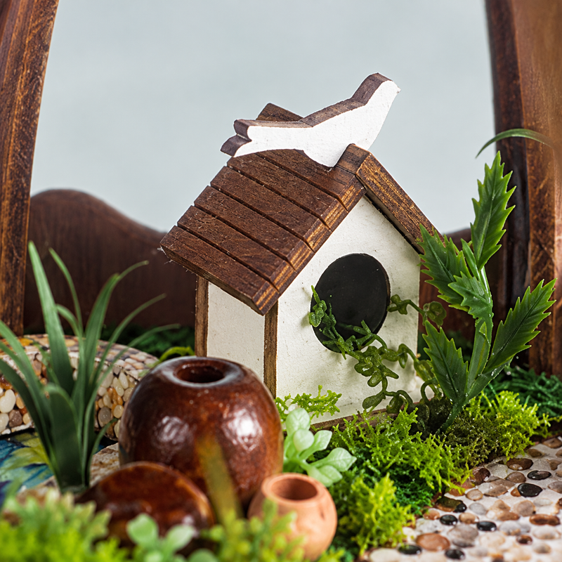 A birdhouse under the dome