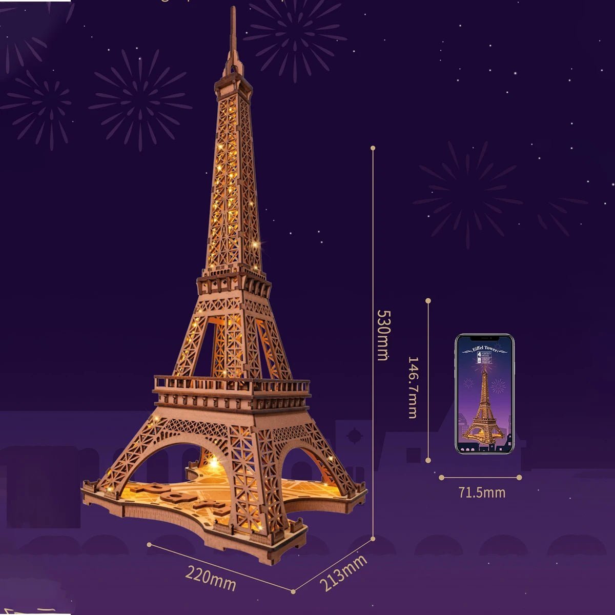 HiNooki - Night of the Eiffel Tower3D Wooden Puzzles