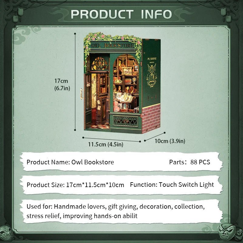 Owl Bookstore – DIY book nook kit, HiNooki (image 8)