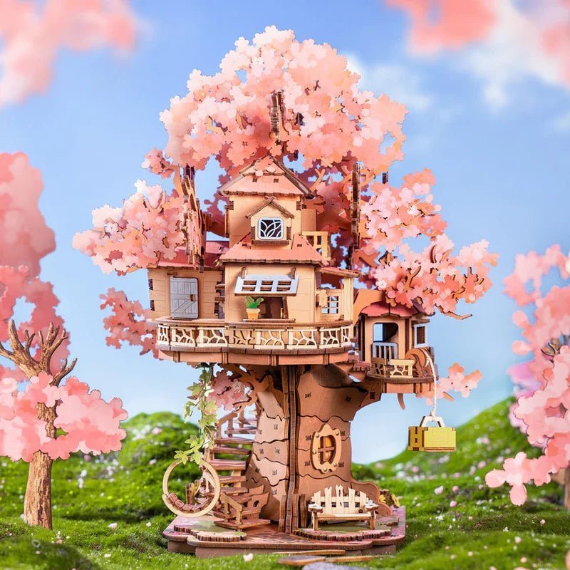 Cherry Blossom Tree House 3D Wooden Puzzle Gift for Adults