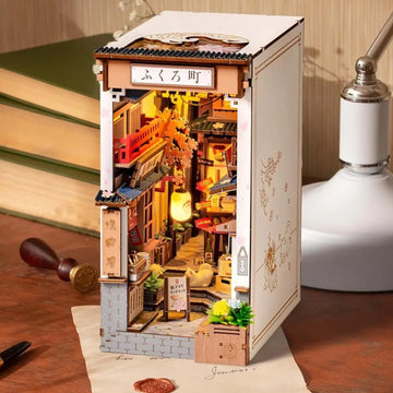Sakura Wine Alley DIY Book Nook Kit by HiNooki – Miniature Bookshelf Insert | Book Lovers Gift, Cozy Home Decor.
