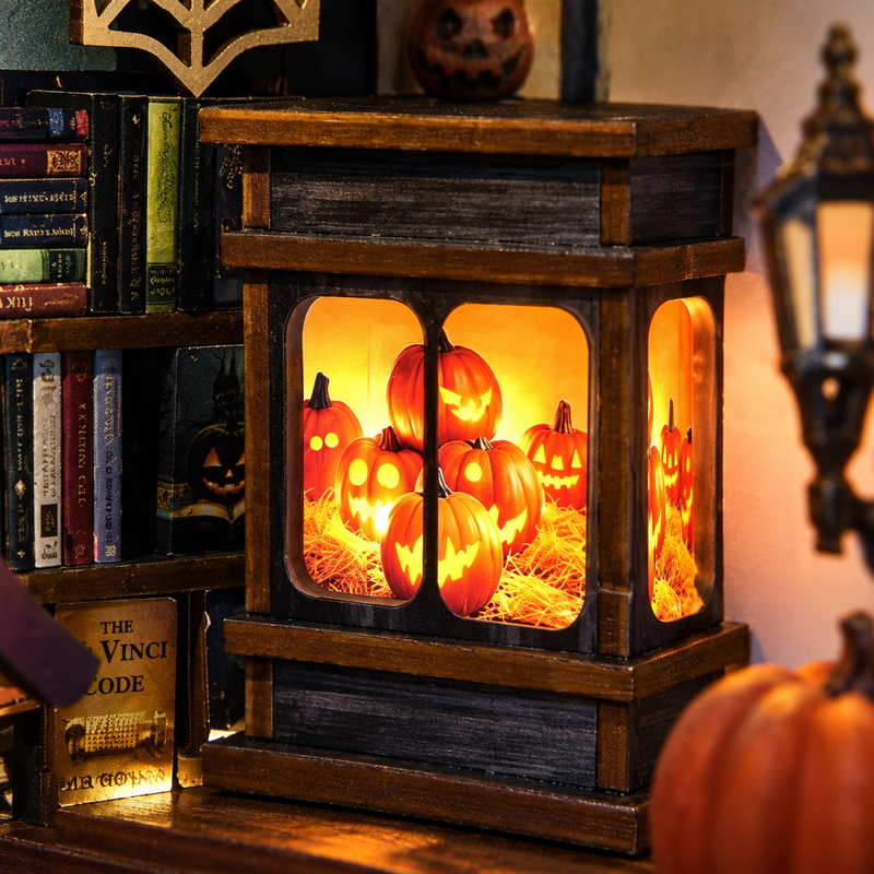 A cabinet full of pumpkin glow
