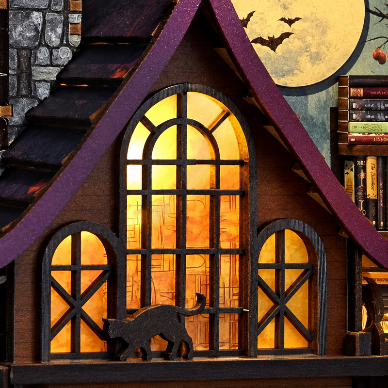 Warm windows beneath a purple roof