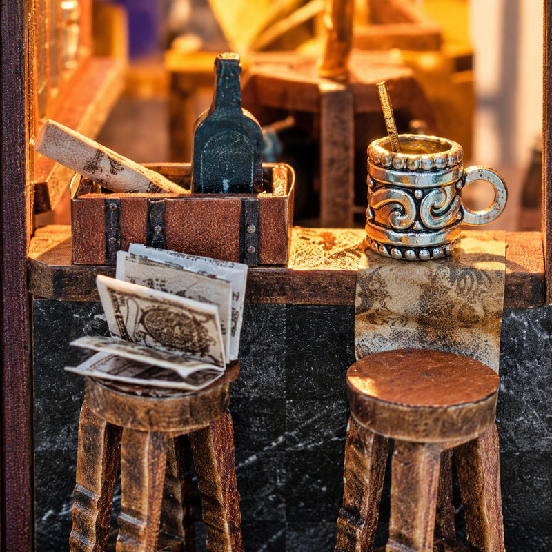 A window-side bar, ready for company