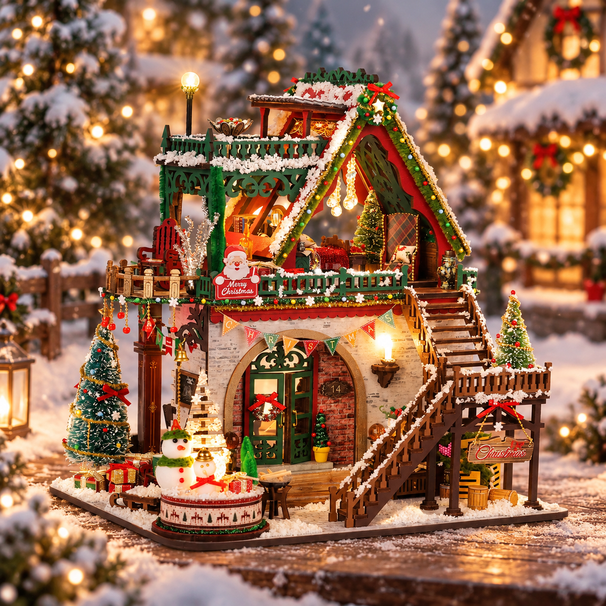 HiNooki - Winter Christmas CabinDIY Miniature House Kit