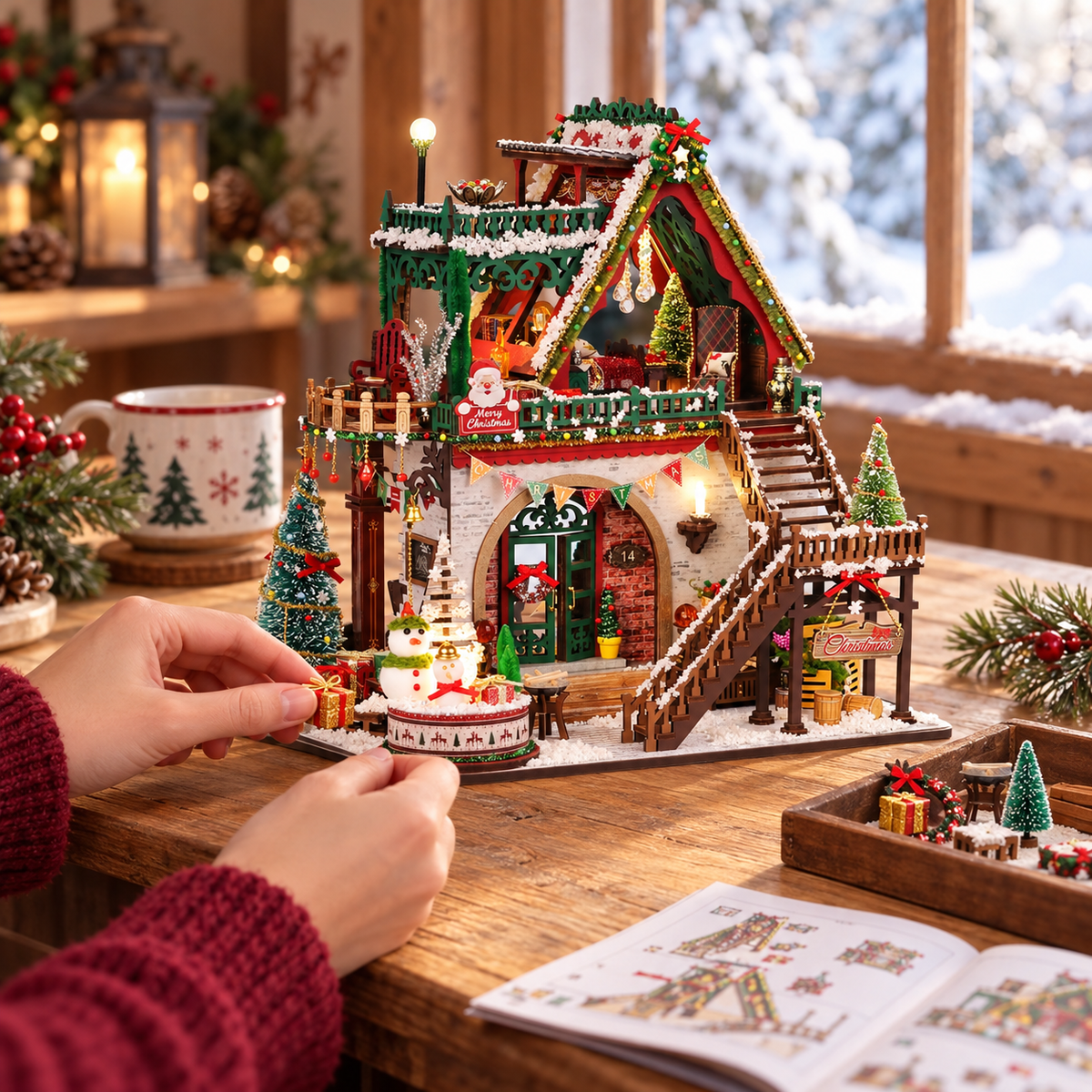 HiNooki - Winter Christmas CabinDIY Miniature House Kit