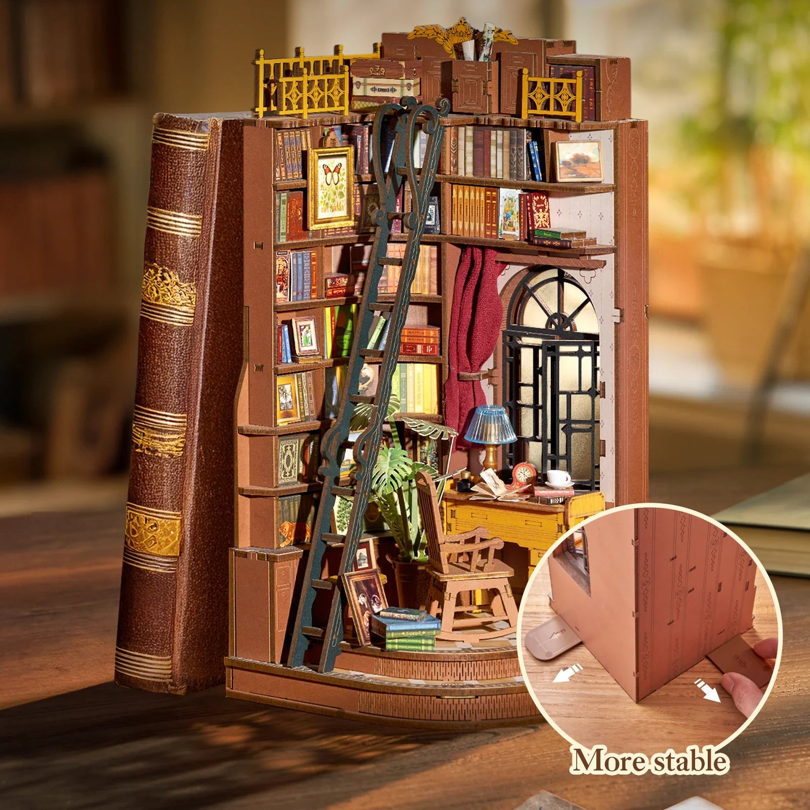 Silent Corner Study DIY Book Nook Kit by HiNooki – Miniature Bookshelf Insert | Book Lovers Gift, Cozy Home Decor.