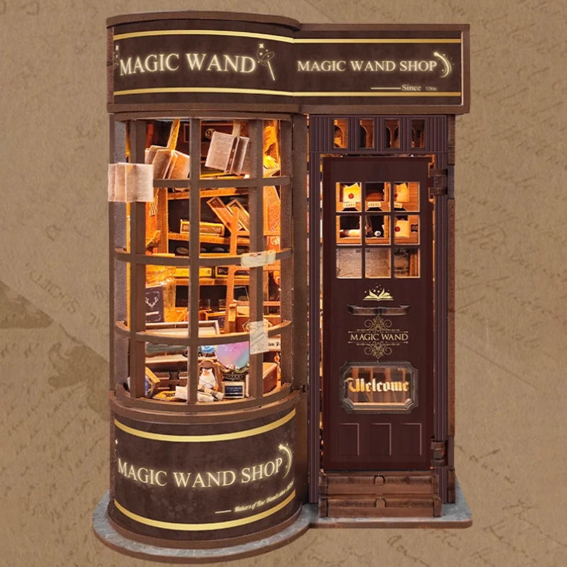 Magic Wand Shop DIY Book Nook Kit by HiNooki – Miniature Bookshelf Insert | Book Lovers Gift, Cozy Home Decor.