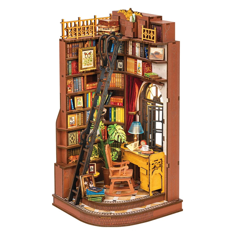 Silent Corner Study DIY Book Nook Kit by HiNooki – Miniature Bookshelf Insert | Book Lovers Gift, Cozy Home Decor.