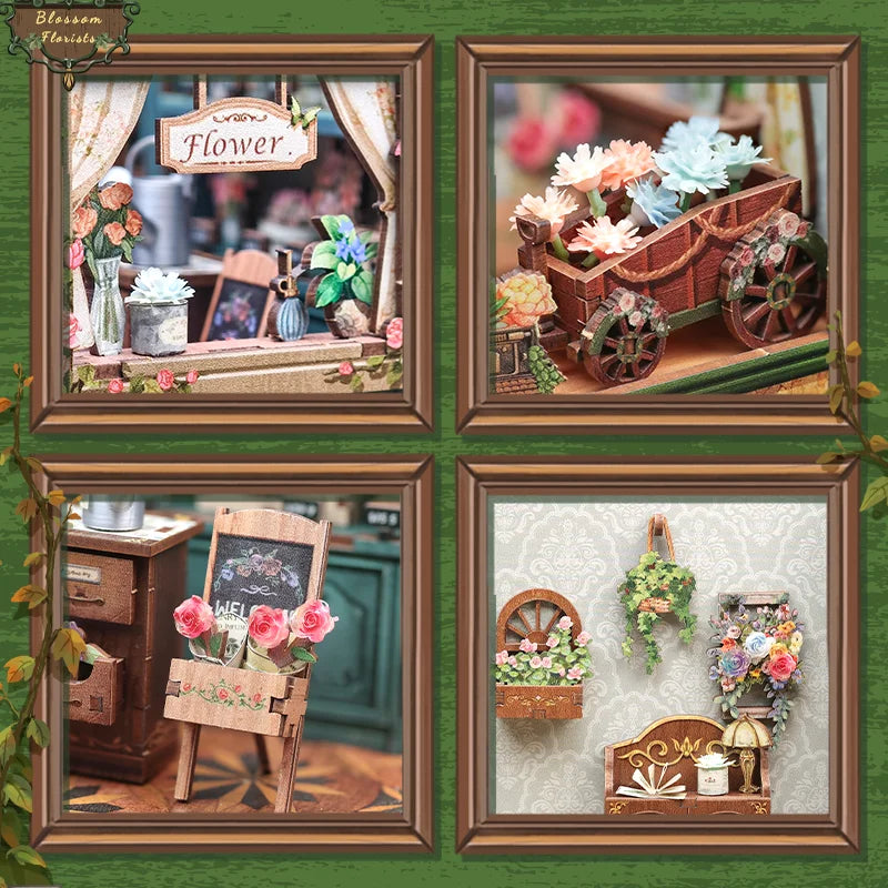 Blossom Florists DIY Book Nook Kit by HiNooki – Miniature Bookshelf Insert | Book Lovers Gift, Cozy Home Decor.