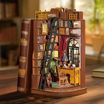 Silent Corner Study DIY Book Nook Kit by HiNooki – Miniature Bookshelf Insert | Book Lovers Gift, Cozy Home Decor.