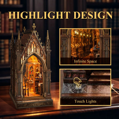 Aleph Library interior depth and touch-light design
