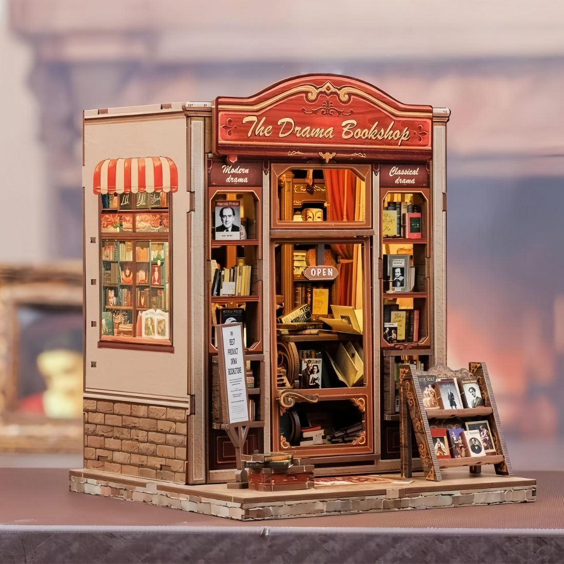 The Drama Bookshop DIY Book Nook Kit by HiNooki – Miniature Bookshelf Insert | Book Lovers Gift, Cozy Home Decor.