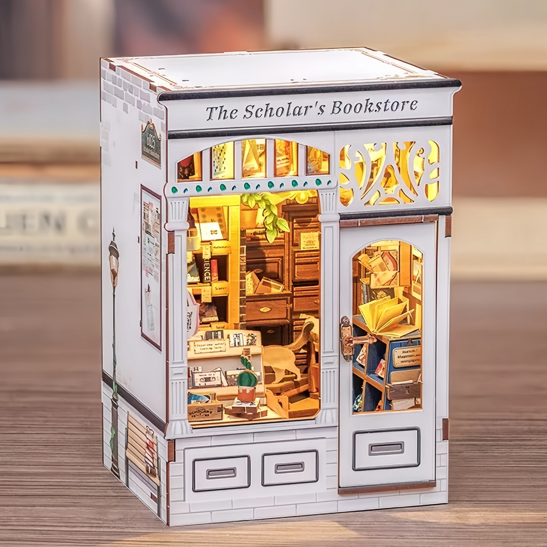 The Scholor's Bookstore DIY Book Nook Kit by HiNooki – Miniature Bookshelf Insert | Book Lovers Gift, Cozy Home Decor.